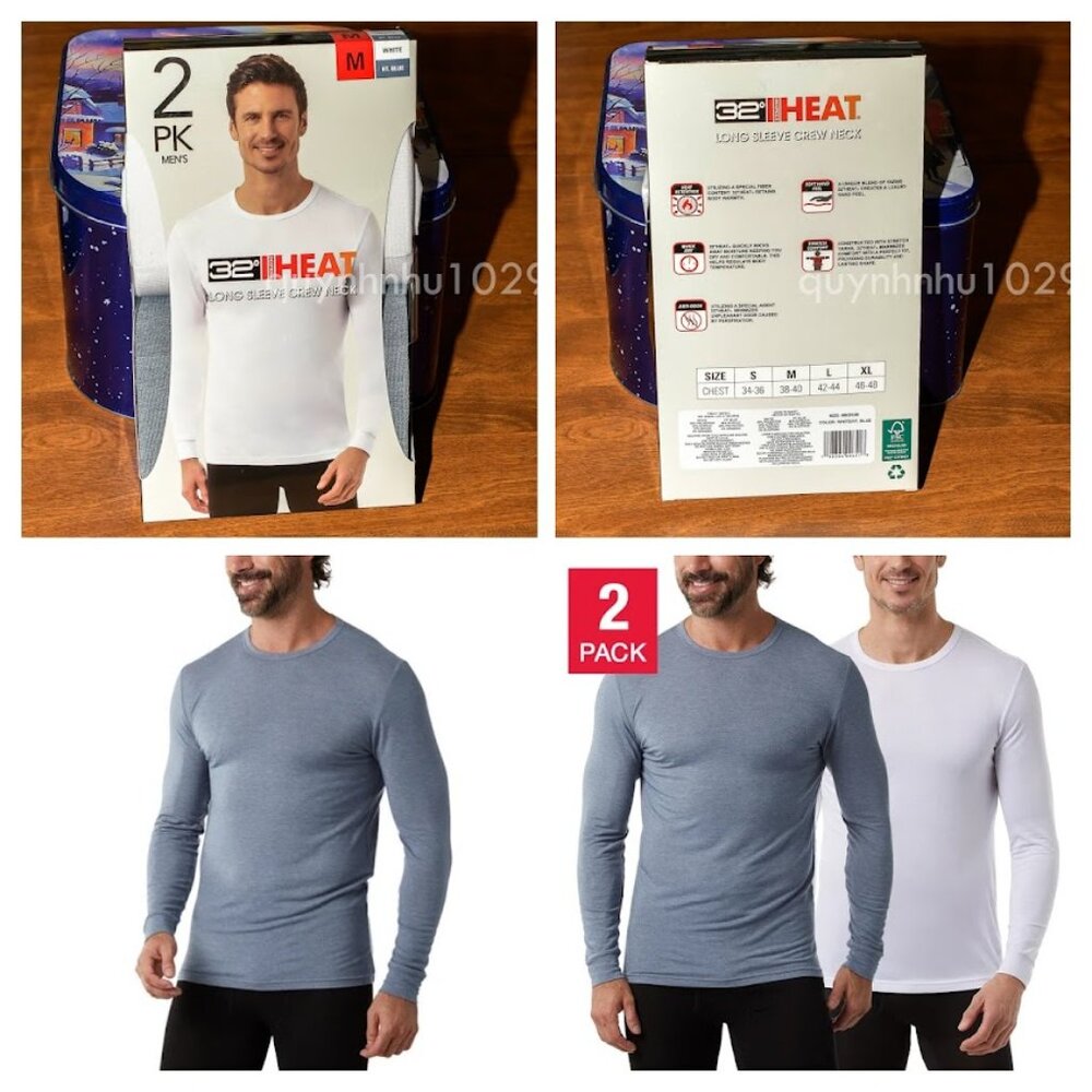 32 Degrees Men's Heat Tee, 2-pack